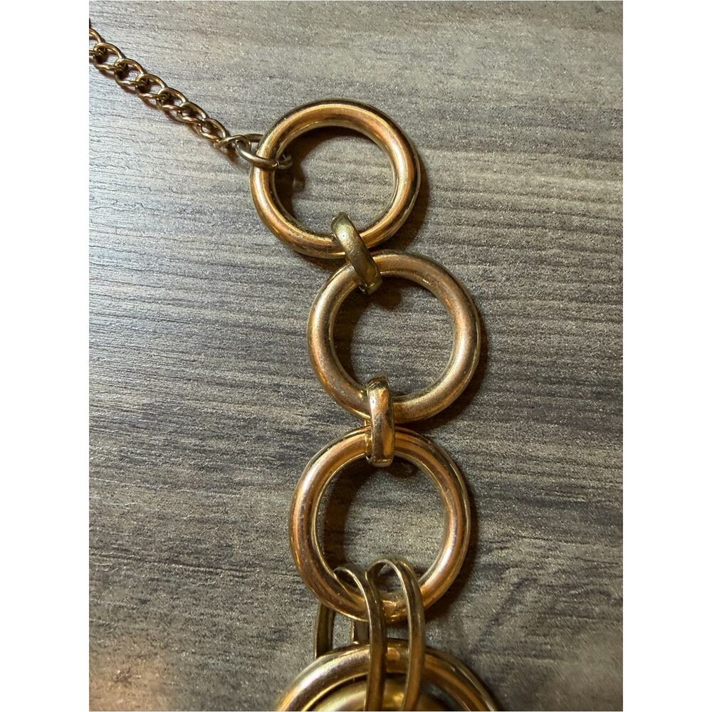 Vintage Saks Fifth Avenue Statement necklace #946 gold tone rings - Picture 8 of 11